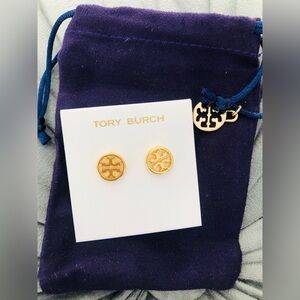 Tory Burch Gold Logo Stud Earrings